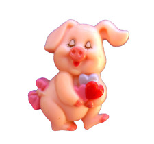 Russ PIN Valentines Vintage PIG Pink with HEARTS Hogs & Kisses Holiday Brooch picture