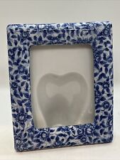 Blue China Oriental Porcelain Slide in Picture Frame Japan? 3.5x5” Photo picture