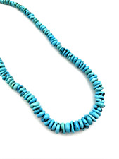 Southwest Sterling Silver Natural Turquoise Graduated Saucer Bead Necklace 16