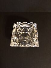 Heavy Diamond Cut Glass Votive Candle Holder 4” X 4” X  2” picture