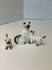 Vintage Siamese Cat & Kittens Family Figurines Blue Eyes Bone China picture