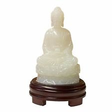 Chinese Off White Stone Sitting Buddha Gautama Amitabha Shakyamuni Statue ws1789 picture