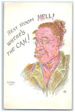 1951 Ugly Man Rest Room Where's The Can Unposted Vintage Postcard picture
