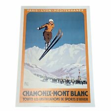 Chamonix Mont-Blanc Paris-Lyon-Mediterranee Skiing Winter Sports Poster Vintage picture