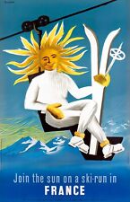 Join the sun on a ski run litho posters..Dubois artist circa 1955. picture