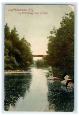 1908 Philadelphia NY, The R.R. Railroad Bridge From The Gulf Antique Postcard picture