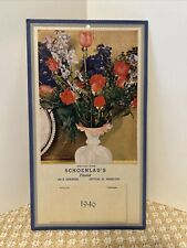 Vintage 1946 Wall Calendar Schoenlau's Florist Affton Missouri Unused Complete picture