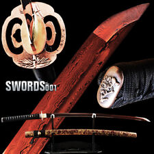 handmade japanese sword bamboo tsuba bloody sharp damascus folded steel blade picture