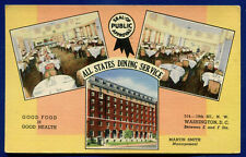 Washington DC All States Dining Service restaurant linen Postcard picture