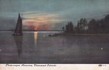 Thousand Islands New York NY Postcard Sunset Sailboat C30 picture