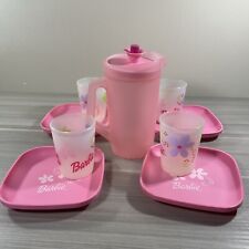 Tupperware Tuppertoy Barbie Mini Beverage Set Pitcher 4 Plates 4Tumblers New picture