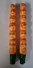 Pair of Vtg 1996 Halloween Pumpkin Faces Tapered 10