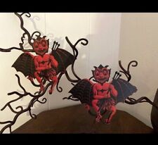 U Pick Vintage Inspired Devil with Bat Wings Halloween Cardstock Decoration #A picture