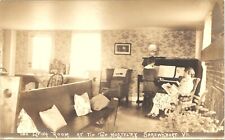 SHREWSBURY VERMONT TIP TOP HOSTELRY photo postcard rppc vt living room piano picture