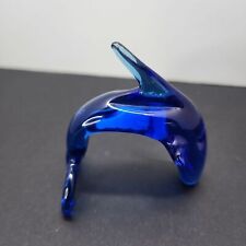 Cobalt Blue Art Glass Dolphin Figurine 3” Paperweight Collectibles picture