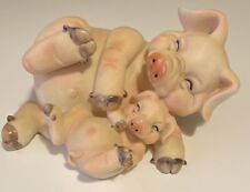 🐷 FUN Vintage PIGGY PIES Pigs Ham Bones Tickling Laughing Figurine 7.25” L picture