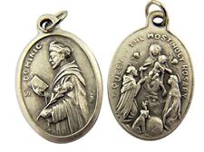  Silver Toned Base Saint Dominic with Our Lady of The Rosary Medal, 1 Inch  picture