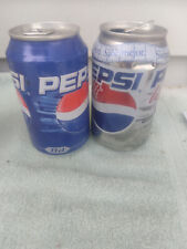 2 DIFF   PEPSI  ROUND STEEL ALUMINUM  SODA CAN CANS EMPTY GAR picture