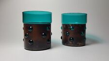 Vintage 1970s Nanny Still Raak Netherlands Green Bubble Glass Copper Cups picture