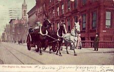 NEW YORK CITY, NY FIRE ENGINE CO. HORSE-DRAWN WAGON #1 ON MERCHANTS ROW 1907 picture
