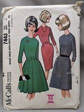 McCall's 7443 Misses Dresses Choice Three Skirts 1960s Vintage Uncut Size 14 picture