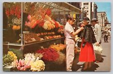 San Francisco California, Street Flower Vendors, Vintage Postcard picture