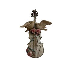 Christmas Ornament - RESIN VIOLIN w/Rose &pigeon - 5-1/2