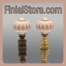 Crackled Pink/Gold, Acrylic, Lamp Finials Polished or Antique Brass Bases picture