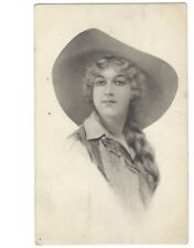 c1910 Beautiful Cowgirl Woman Big Hat Artist Signed Schlesinger Bros Postcard picture
