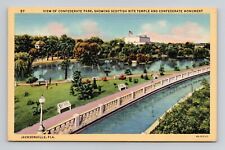 Postcard Confederate Park in Jacksonville Florida FL, Vintage Linen A16 picture