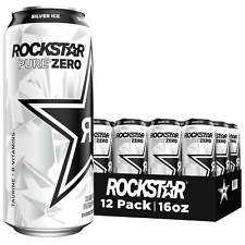 Rockstar Pure Zero Energy Drink, Silver Ice, 16 fl oz, 12 Cans picture