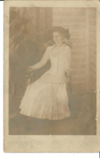 RPPC 18-Year-Old Woman Sitting in Chair Outside 1890s Unposted Postcard picture