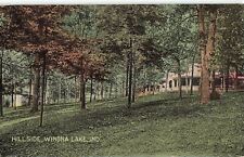 Vintage 1916 Postcard Hillside Winona Lake Indiana nature path green photo color picture