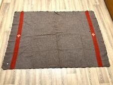 Vintage 1939 WWII Authentic Swiss Army Wool Blanket 2x1.4m WW2 w/ Medaillon picture