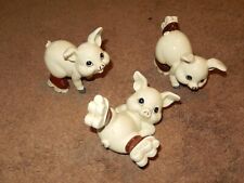 3 Vtg QQ Quan Quan Ceramic Anthropomorphic Pigs on Roller Skates Figurines Japan picture