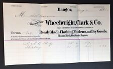 May 6, 1892 Receipt Wheelwright, Clark & Co Clothes and Dry Goods Bangor Maine picture