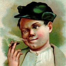 W.F. McLaughlin's Coffee Victorian Trade Card Man Smoking Cigar Tobacco Smoke picture