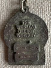 Vintage Old Bushmills Irish Whiskey Distilled Spirits Pewter Keychain Key Ring picture