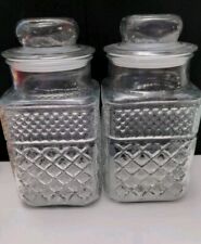 Vintage Beautiful Glass Jars With Lids Set Of  2, 9 inches Decor, Storage picture