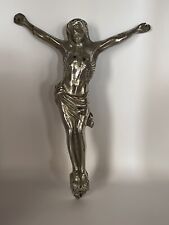 Vintage Heavy 10” Christ Crucifix w/o Cross Chrome Jesus Religious Religion picture