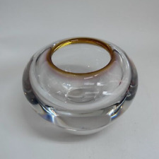 Beautiful Quality Heavy Crystal Amber Rim Art Glass Vase Made in Poland 4