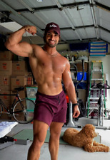 Shirtless Male Muscular Bicep Flexing Bearded Beefcake Hunk Cap PHOTO 4X6 H733 picture