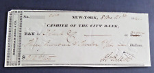 1840 Cashier of the City Bank Check Clark & Co. picture
