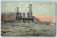 c1910's U.S.S Rhode Island Steam Battleship View New Port Rhode Island Postcard picture