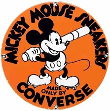 VINTAGE MICKEY MOUSE CONVERSE PORCELAIN SIGN ALL STARS BASEBALL GAS OIL DISNEY picture