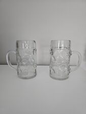 Vintage Austrian Crystal Glass Beer Stein Mugs 1 Liter Dimpled Traditional 8