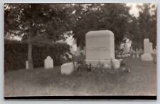 RPPC Wisconsin Cemetery Hughston Gravestone GAR Marker Baer Photo Postcard A38 picture