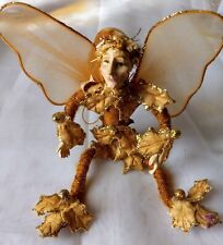Vintage Fairy Pixie Elf Ornament Woodlands Gold Whimsical Forest Cutie 6