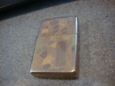 1993 USED BRASS SCRHOLL USED ZIPPO 2 MARKS ORIGINAL INSERT TIGHT CRUSTED CLOSED picture