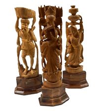Vintage Asian/Hindu Carved Wooden Statue Figurine Carved Art Gods picture